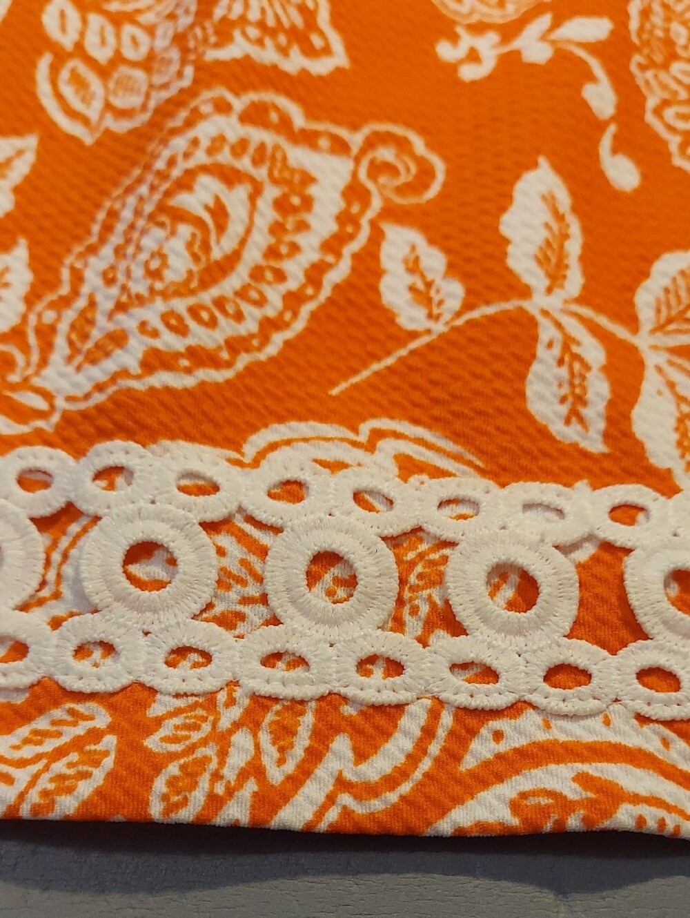 Eliza J Orange & White Floral Sleeveless V-Neck Lace Shift Dress Size 6 - Picture 8 of 11